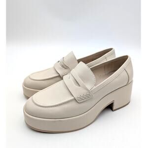 Dolce Vita Yanni Platform Loafer Shoes Round Toe Women's Ivory Size US8 EU38.5
